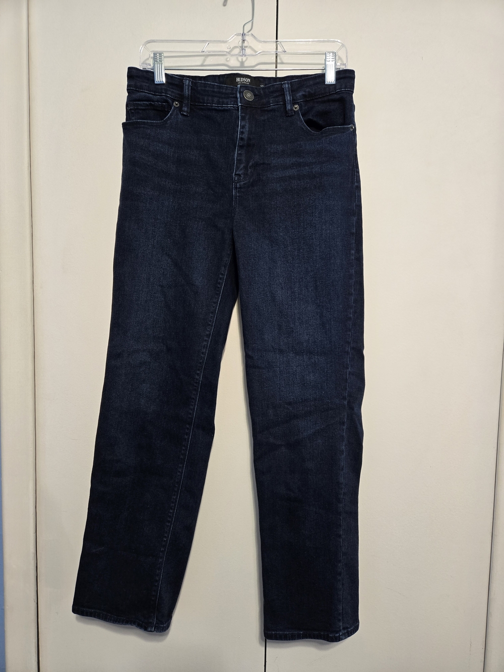 Hudson Los Angeles Straight Leg Jeans Size 10 Dark Wash Stretch Denim 1900970